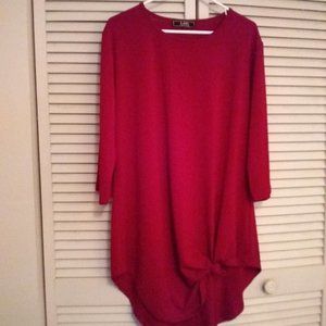 New XL Cute Sassy Red Knotted Dress 3/4 Sleeves